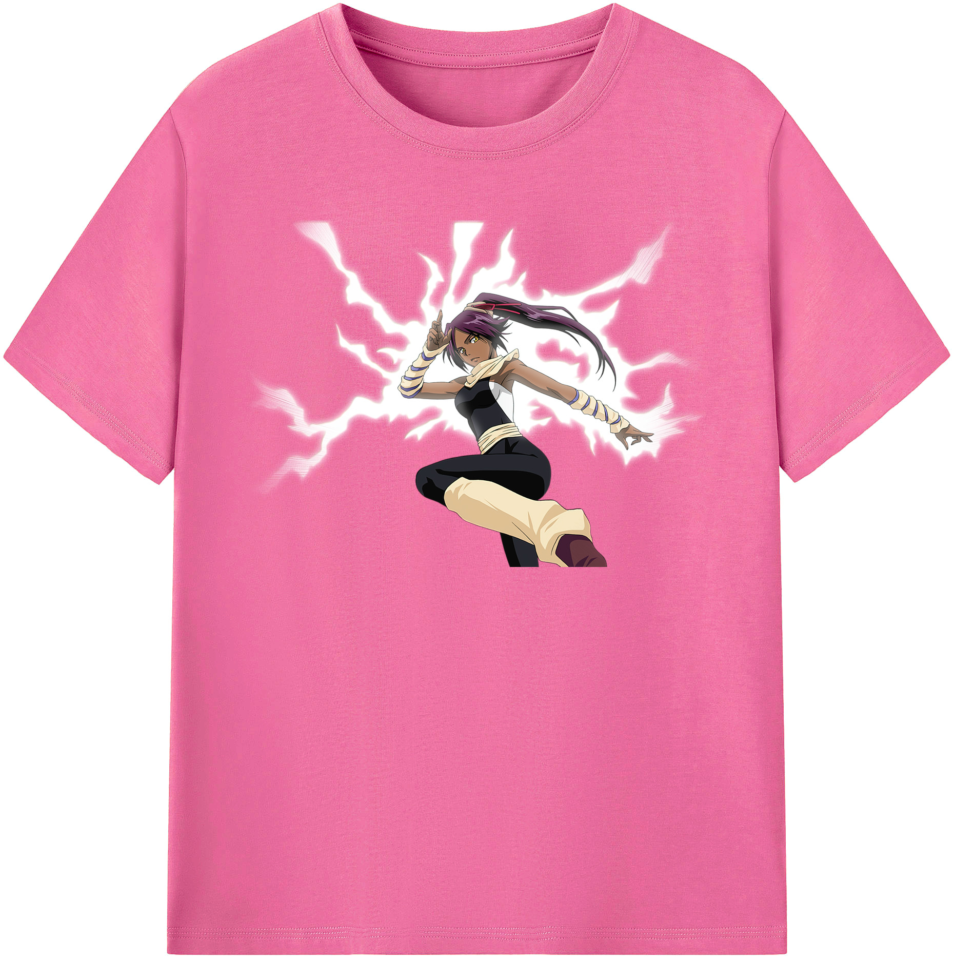 （画像用） ブリーチ 四楓院 夜一（しほういん よるいち） BLEACH Shihouin Yoruichi レディースカジュアルプリントTシャツ（綿100％）
